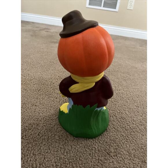Vintage 13" Yozie Mold Ceramic Painted Pumpkin Head Scarecrow Halloween Decor - Picture 4 of 16